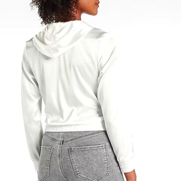 NWT Hooded Silky Waist banded Drawstring Top - Picture 2 of 5